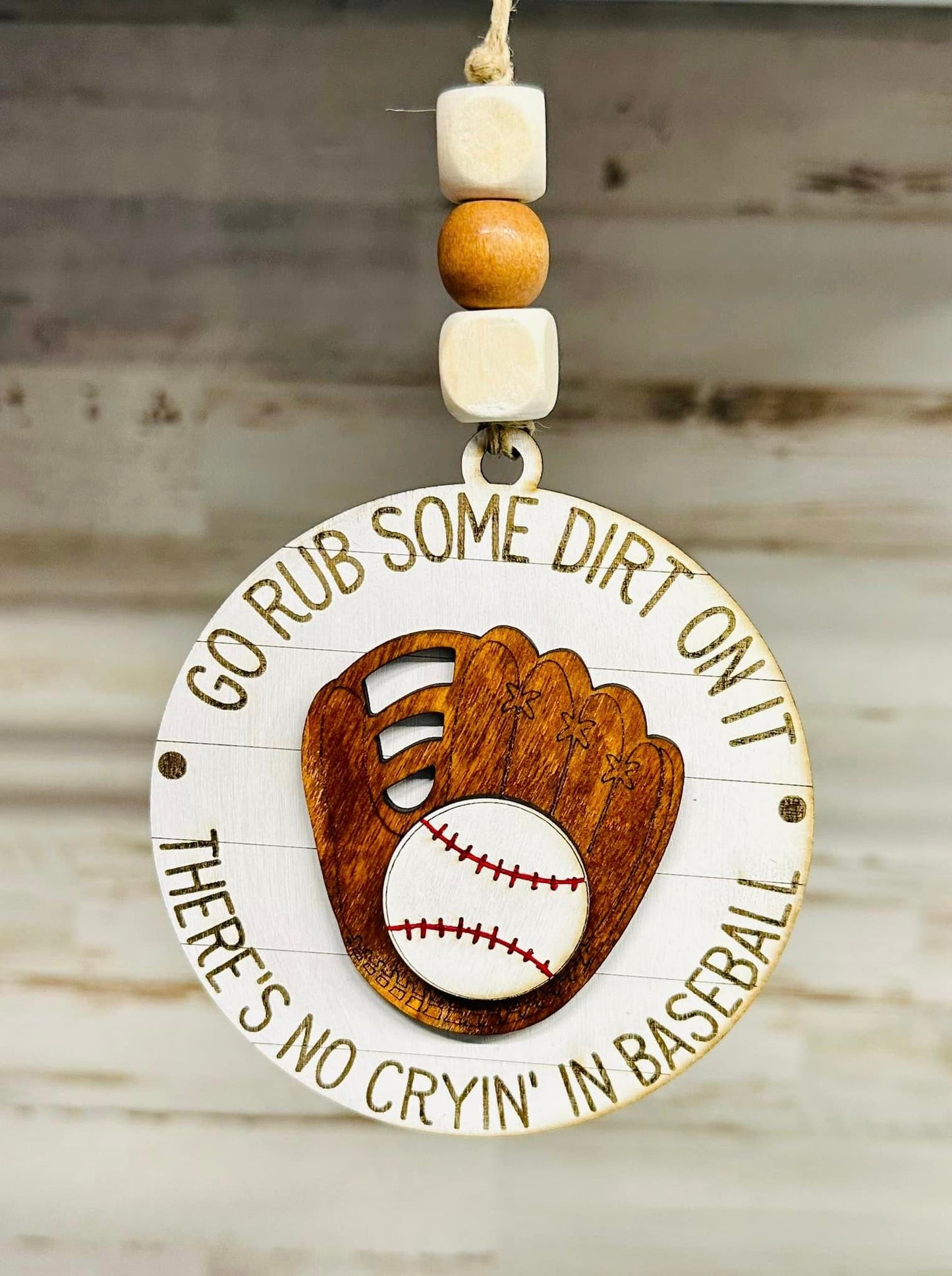 "No Cryin' in Baseball" Rear View Mirror Hanger - A Fun Addition to Your Car!