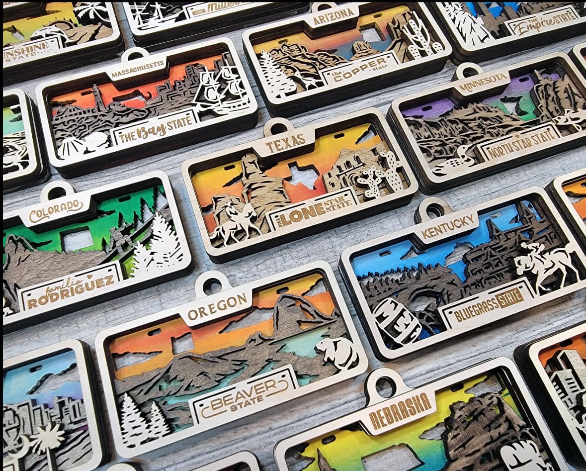 Adorable State Plate Rear View Mirror Hangers - Available for All 50 States List #2